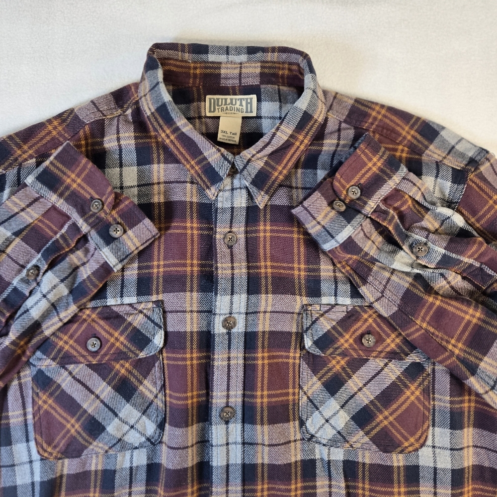 Duluth Trading 3XL TALL Heavy Weight Flannel Shirt Plaid Men's 3XLT